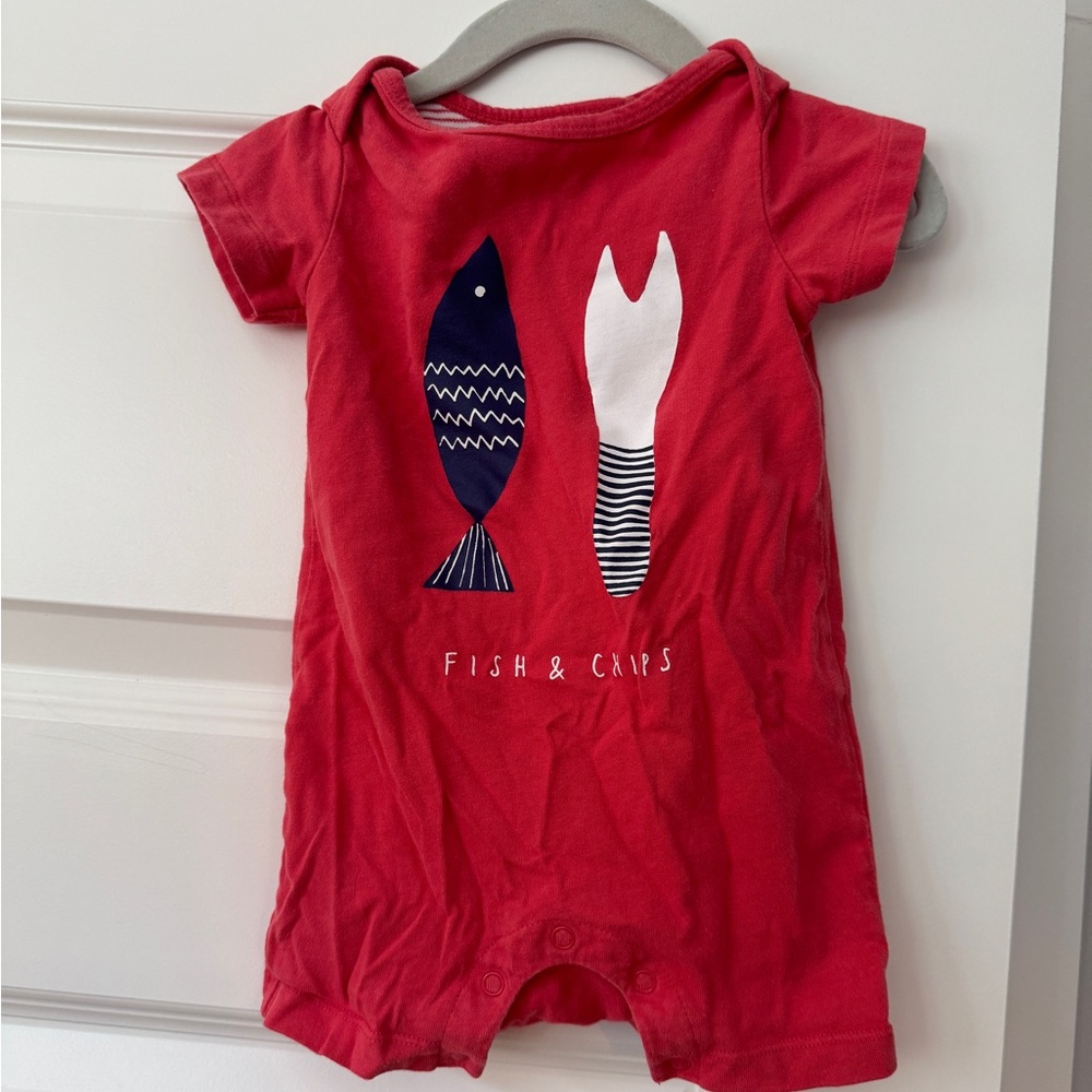 Joules Red Fish & Chips Romper